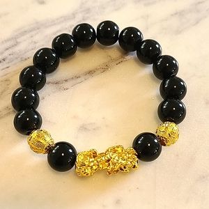 **3 for $15** MIX 3 / Black obsidian beads protector Pi Xiu charm bracelet